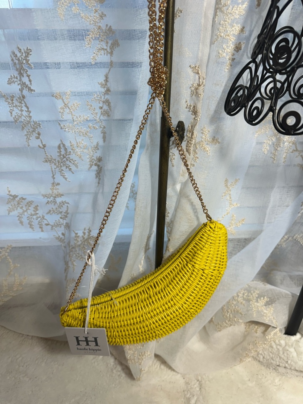 Haute hippie banana wicker crossbody bag